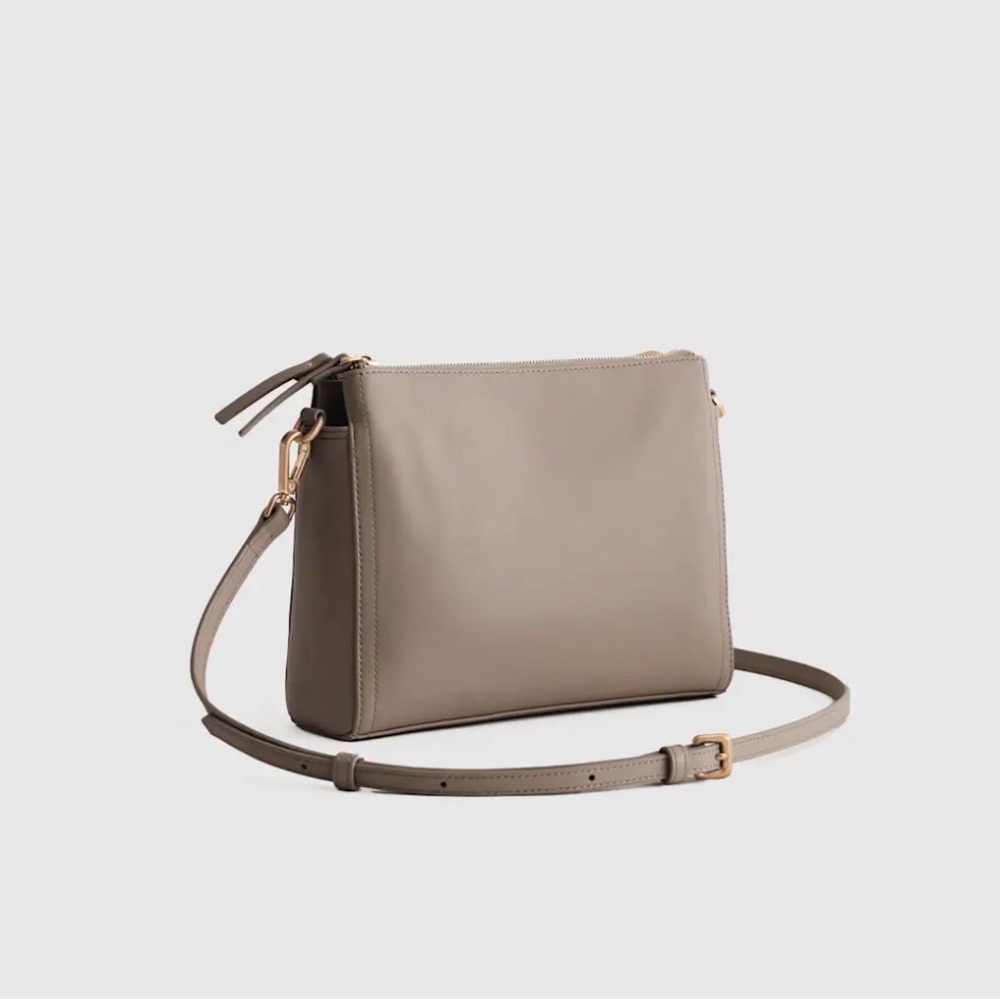 Quince Italian Leather Triple Compartment Crossbody- “Mink”-SOLD OUT on Quince!
